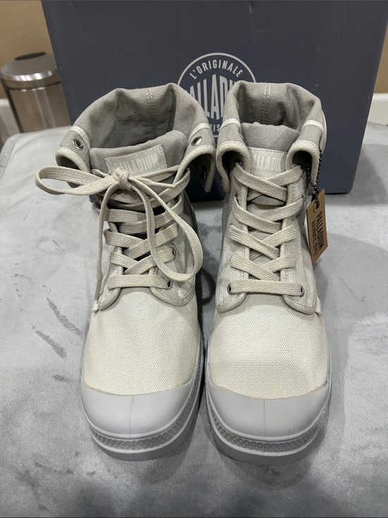 Palladium Other - Palladium Canvas High-Top Boots in Light Beige